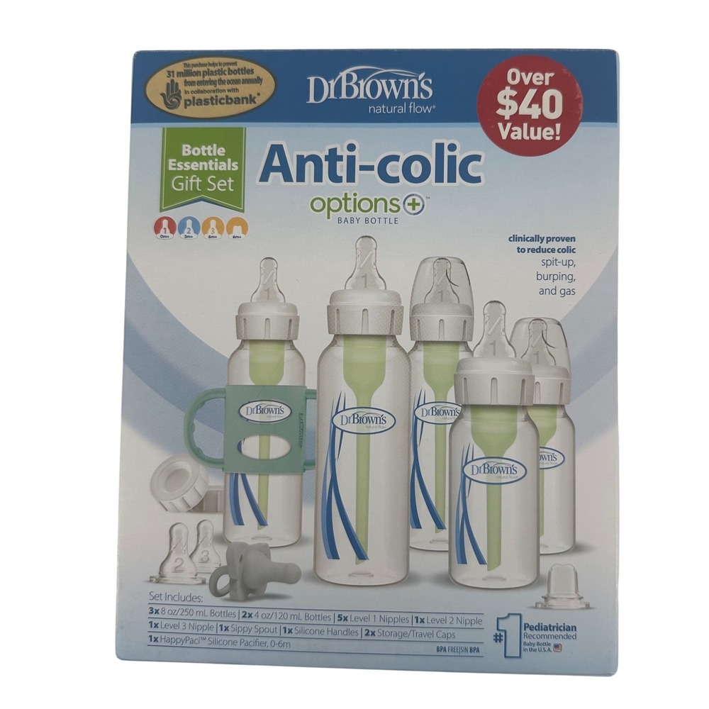 Dr. Brown's Anti-Colic Options+ Bottle Essentials Gift Set Baby OS Clear Blue